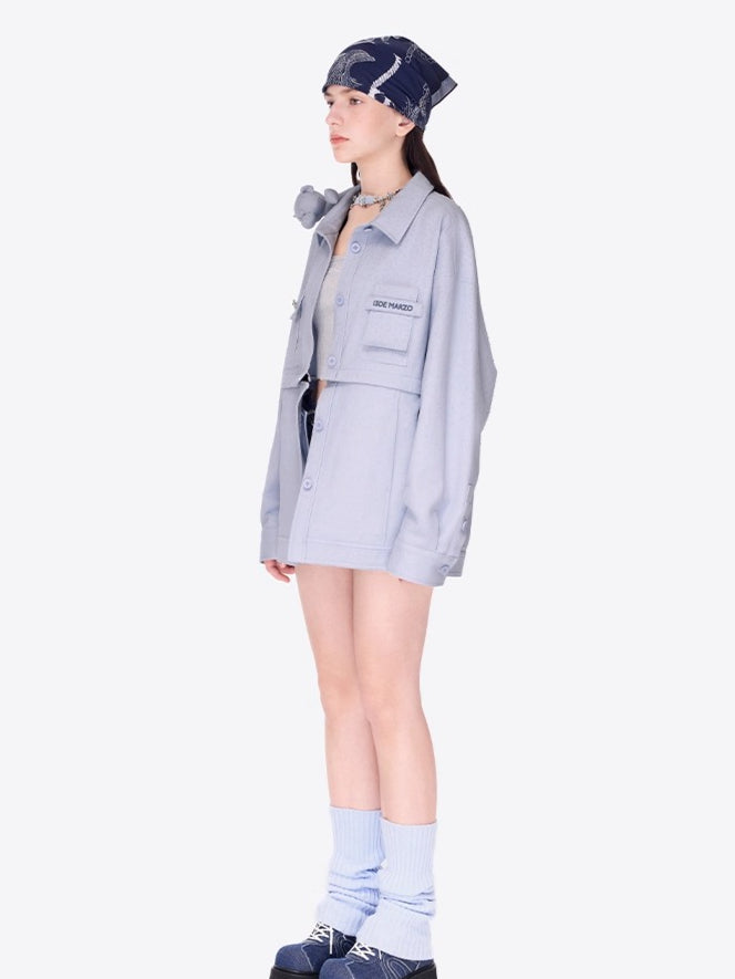 Crystal-Embellished Utility Shirt Jacket