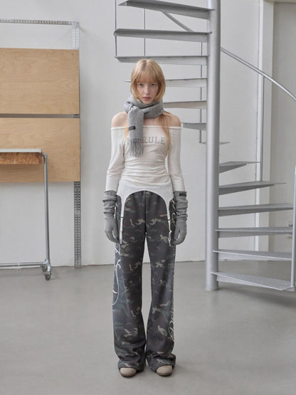 Crystal-Studded Boat-Neck Knit Blouse