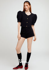 Black High-Waisted Casual Shorts - CHINASQUAD