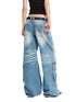 Washed Twill Denim Whisker Wide-leg Jeans - CHINASQUAD