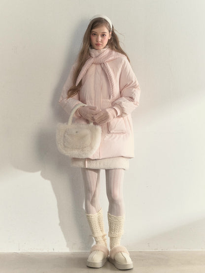 Blush Scarf-Hood Down Coat