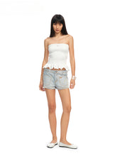 Ruffled Textured Strapless Vest - CHINASQUAD