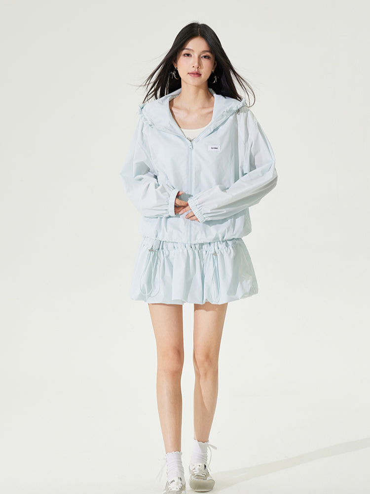 Hooded Lace - Lined Sunscreen Top Set - CHINASQUAD