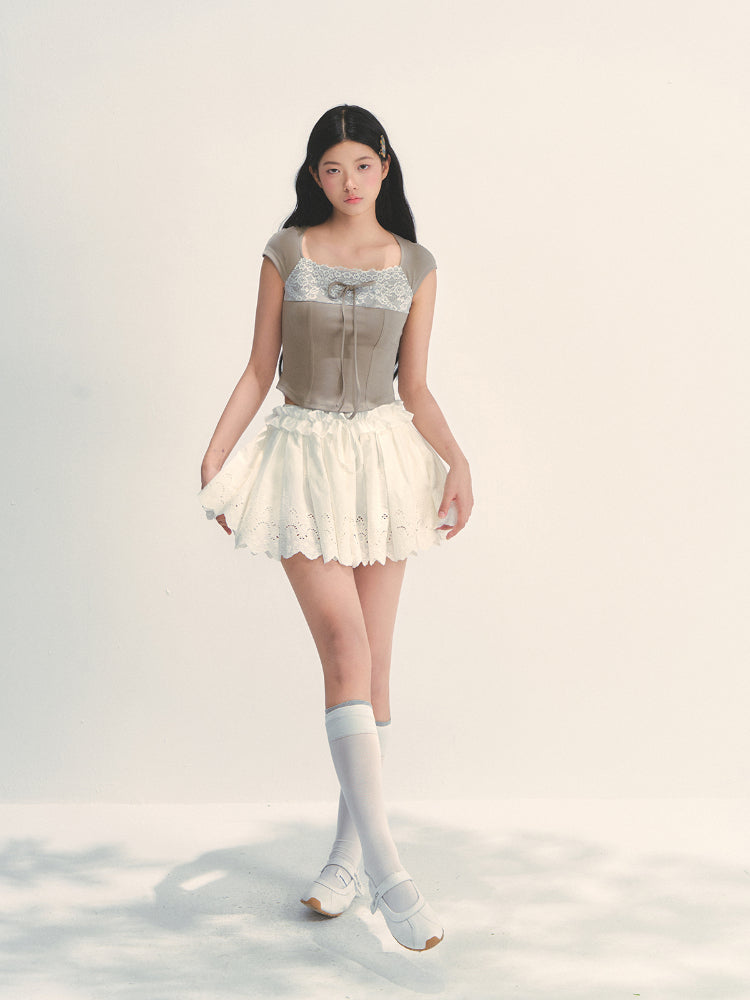 Lace Trim Short Sleeve T-shirt - CHINASQUAD
