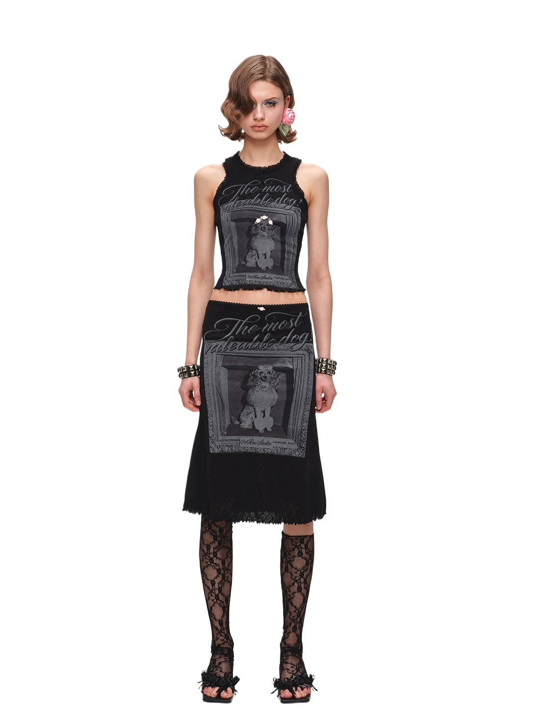 Vintage Frame Dog Print Tank &amp; Midi Skirt Set 1Jinn Studio
