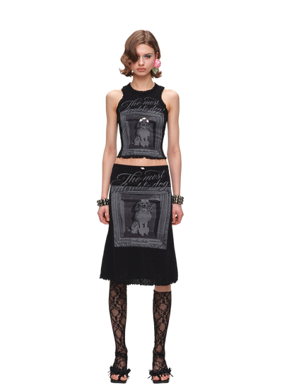 Vintage Frame Dog Print Tank &amp; Midi Skirt Set 1Jinn Studio