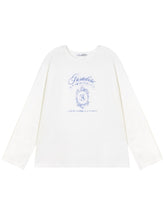 White Crew-Neck College Print Long-Sleeve T-Shirt - CHINASQUAD