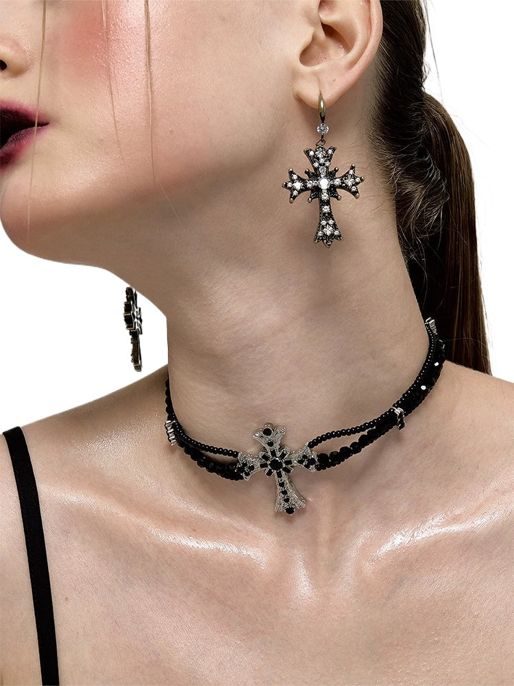 Retro Cross Combination Beaded Collar