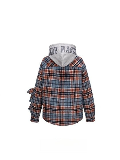 Plaid Hooded Retro Overshirt Jacket