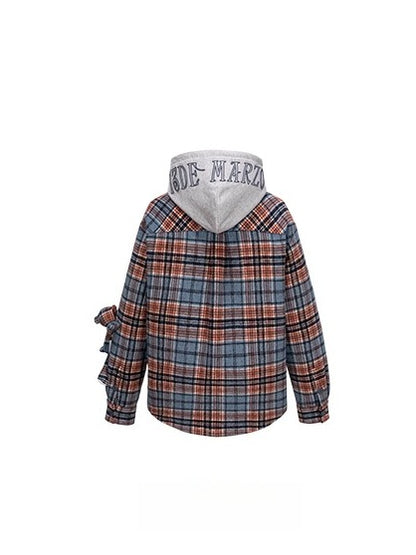 Plaid Hooded Retro Overshirt Jacket