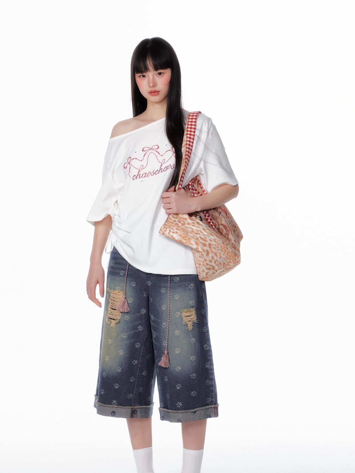 Vintage Washed Cropped Denim Jeans