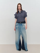 Spliced Fake Two-Piece Wide-Leg Jeans - CHINASQUAD