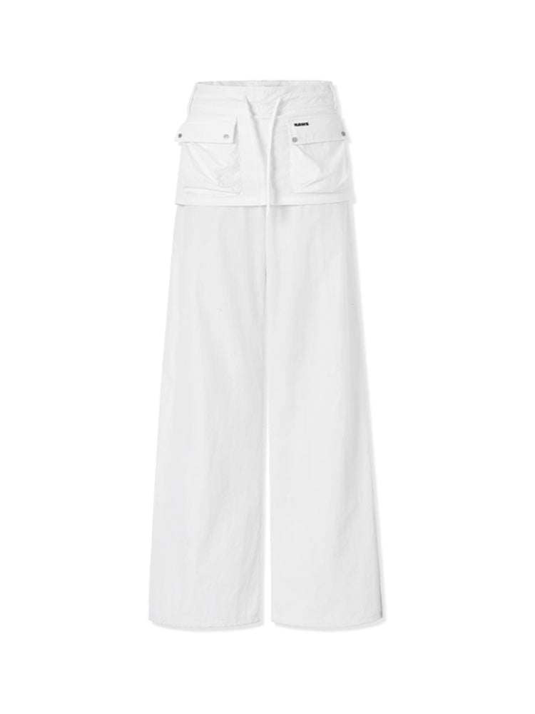 Faux Two-Piece Low-Waist Loose Drawstring Pants