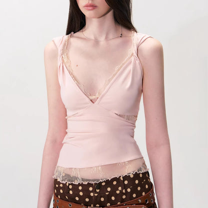 Lace Trim Twist Camisole