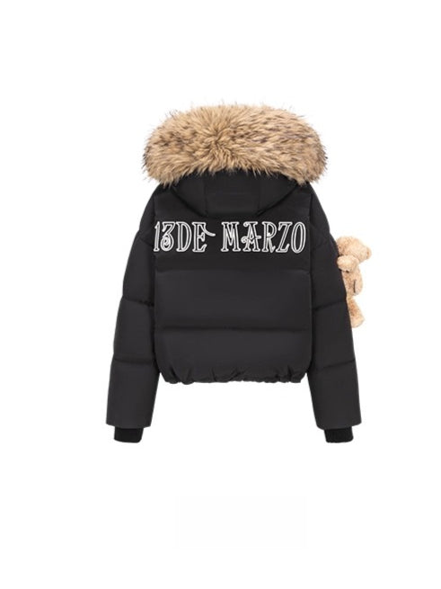 Detachable Fur Collar Hooded Down Jacket