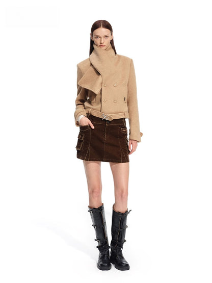 &quot;Ross Series&quot; Wool Scarf-Collar Coat
