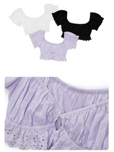 Jacquard Cotton Puff Sleeve Cropped Top 1Jinn Studio