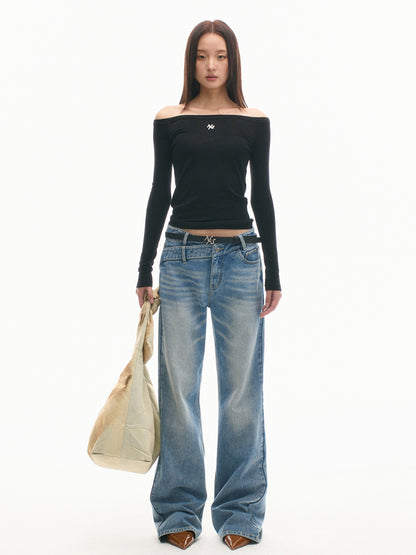 Relaxed-Fit High-Waisted V-Jeans