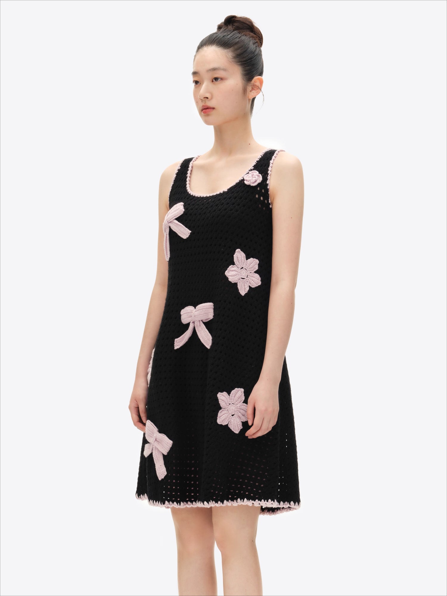 Crochet-Effect Knit Dress