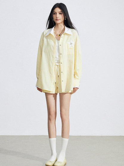 Layered Shirt and Shorts Two-Piece Set