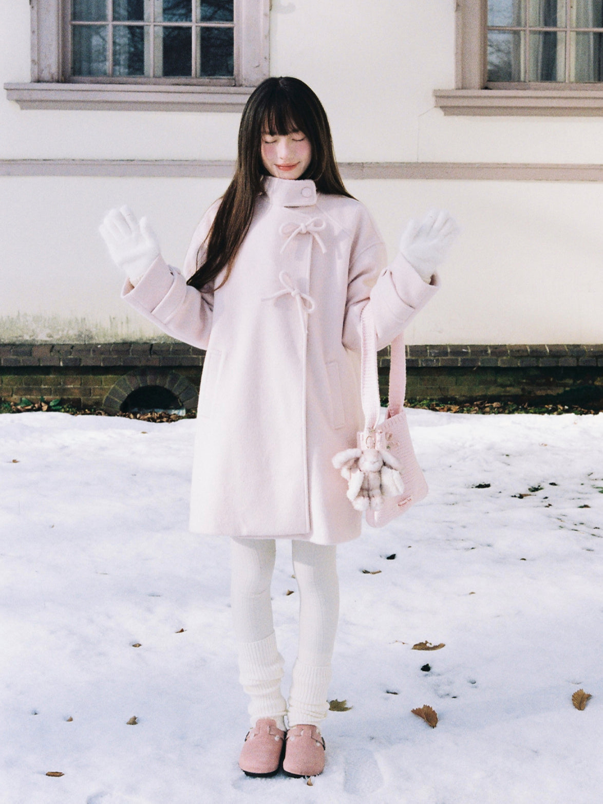  Hokkaido Pink Bow Collar Coat