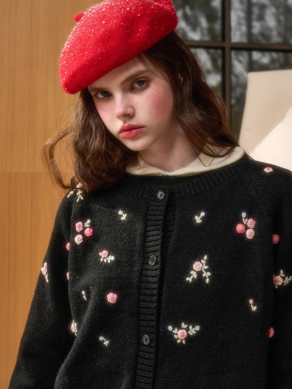 Hand-Embroidered Wool Cardigan