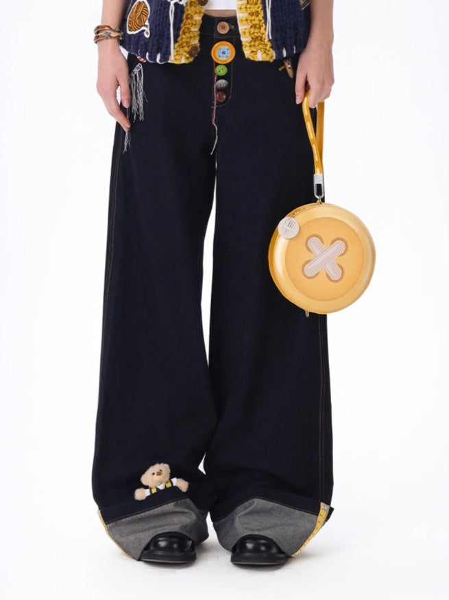Tailor Bear Wide-Leg Denim Trousers
