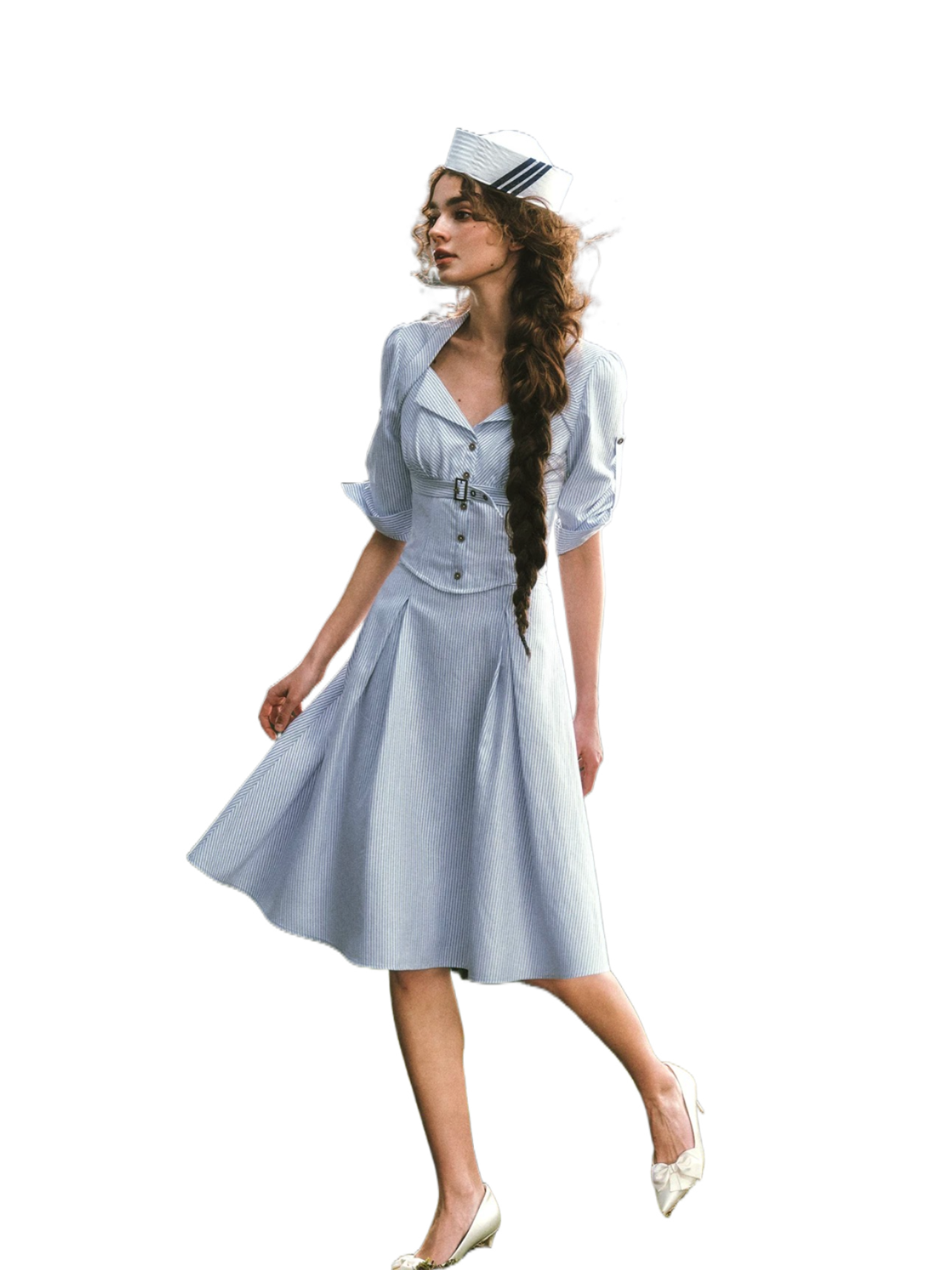 Nautical Affair French Old-Money Striped Shirt &amp; Skirt Set