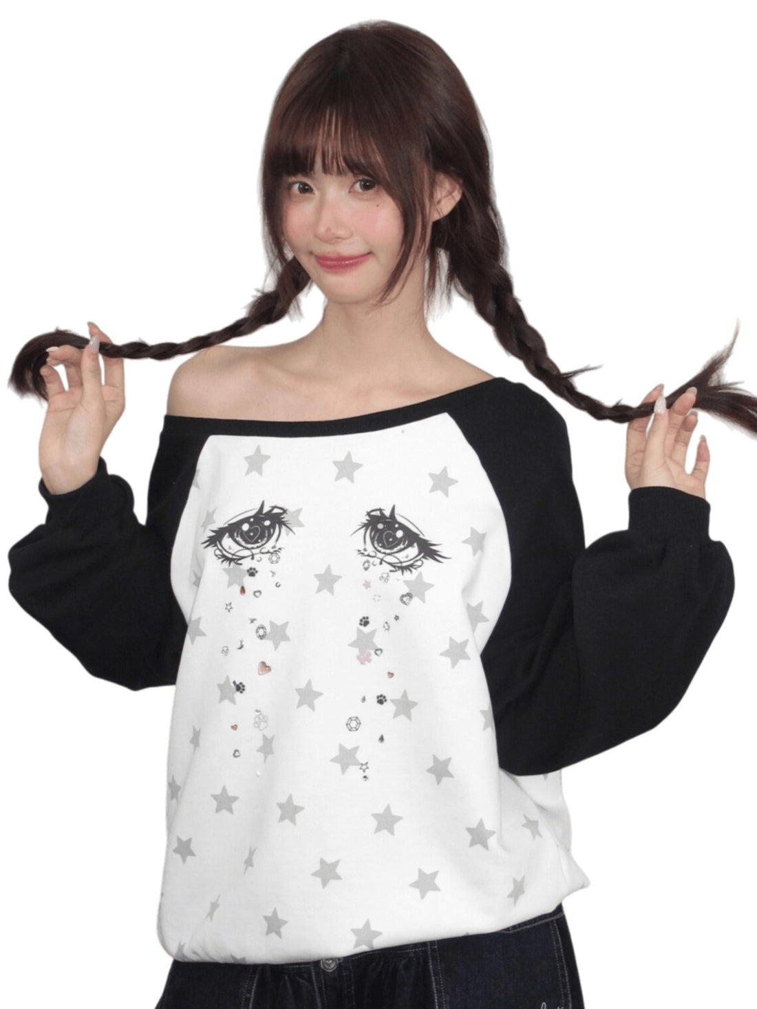 Star Print Raglan Sweatshirt