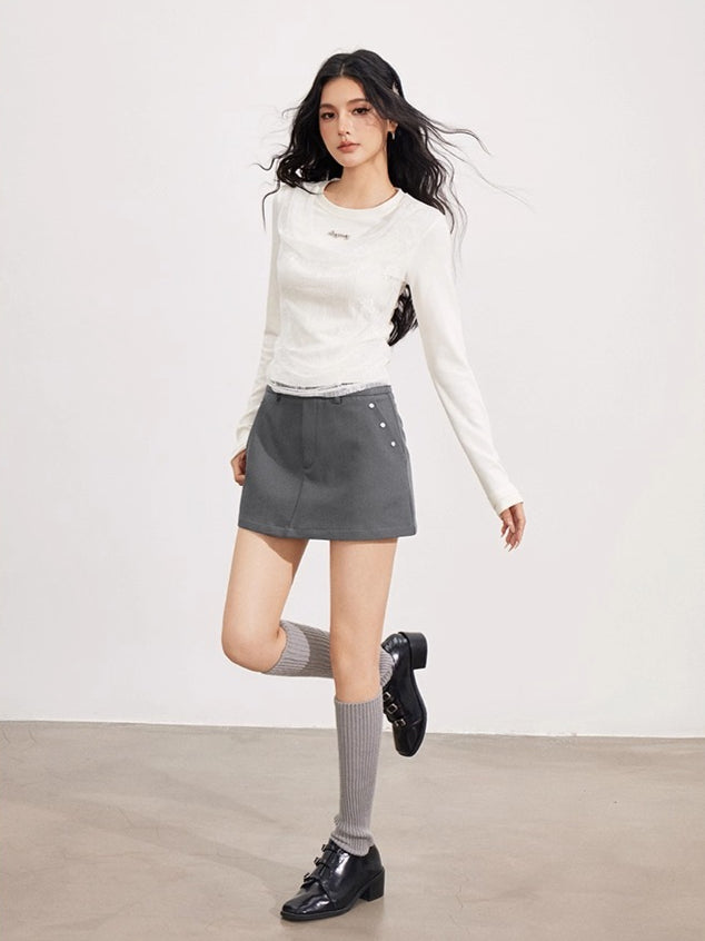 Lace Panel Layered Blouse