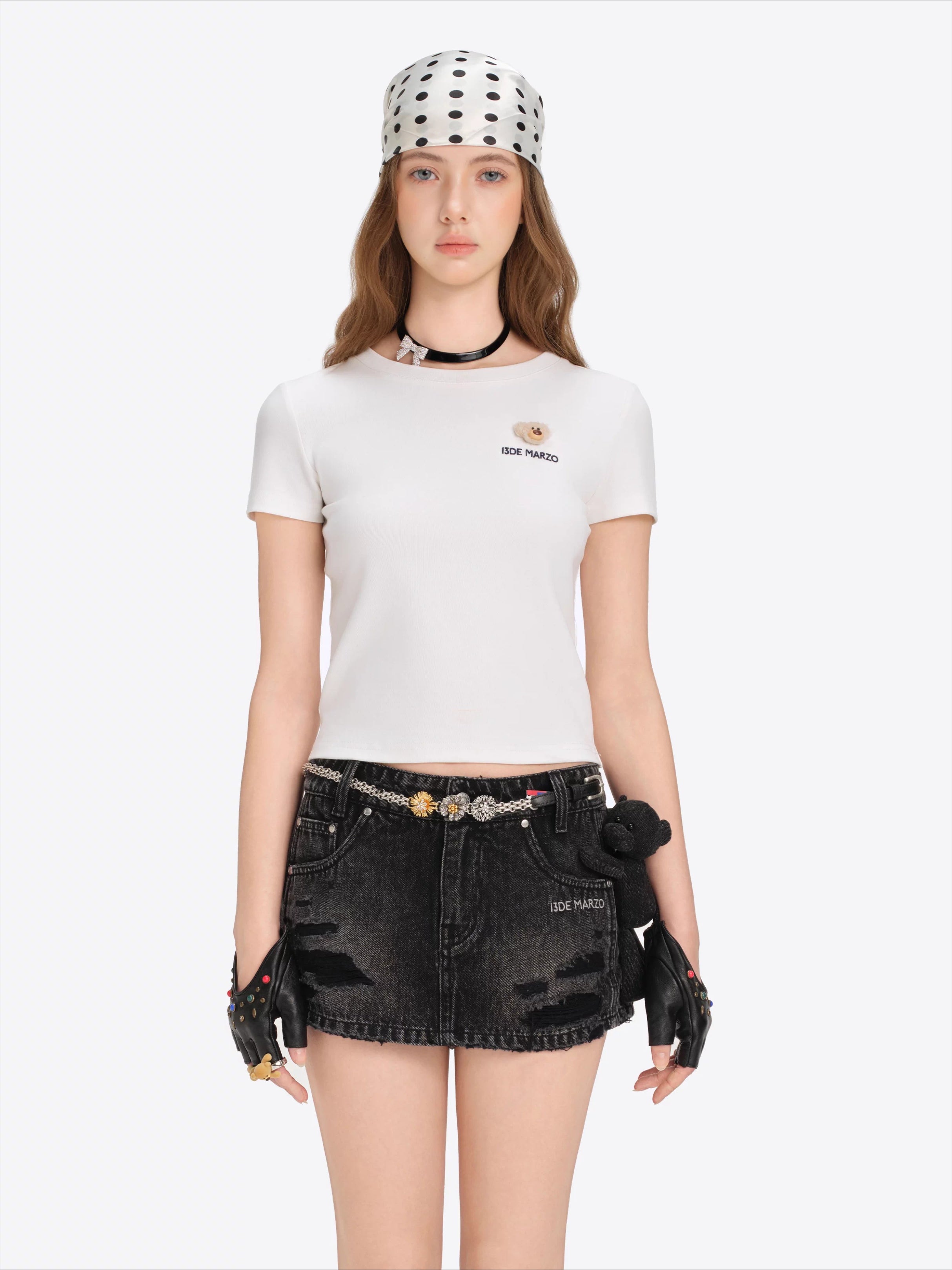 Mini Bear Fitted Cropped Tee
