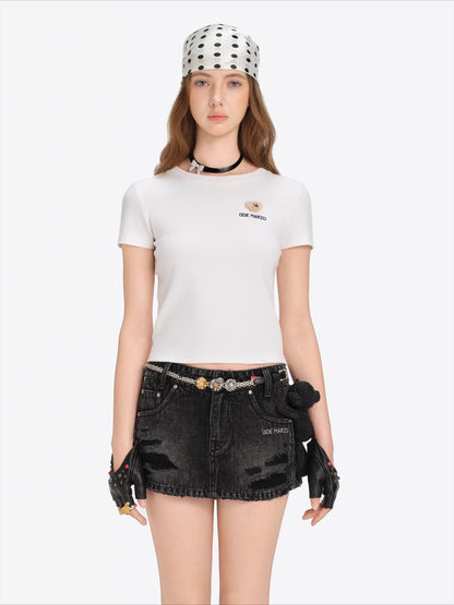 Mini Bear Fitted Cropped Tee