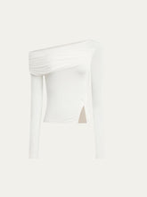 Asymmetric Shoulder Voluminous Ruched T-Shirt - CHINASQUAD