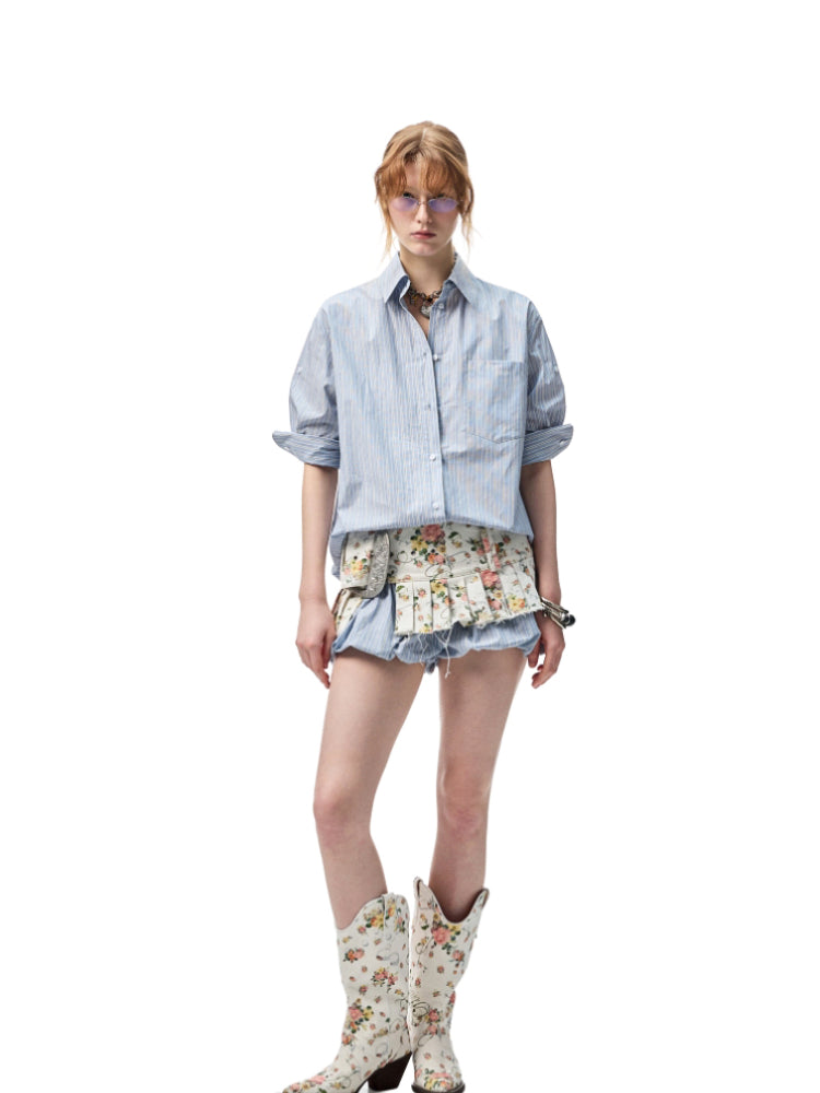 Mid Sleeve Loose-fit Shirt &amp; Skirt Set