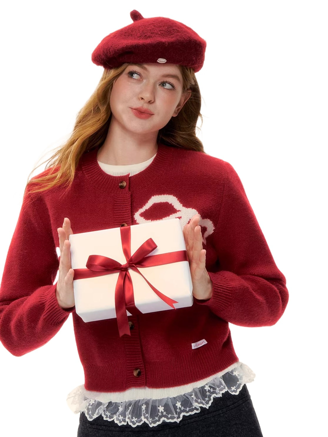 Crewneck Button-Front Cropped Knit Cardigan