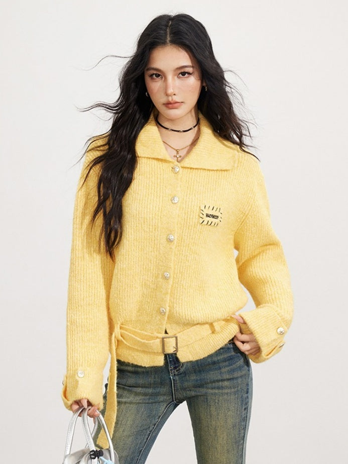 Belted Wool-Blend Knit Cardigan