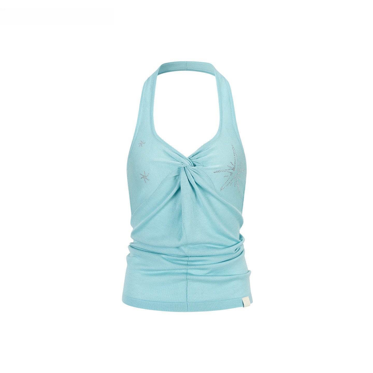 Rhinestone Knot Halter Knit Vest