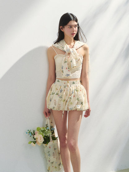 Embroidered Strapless Backless Top