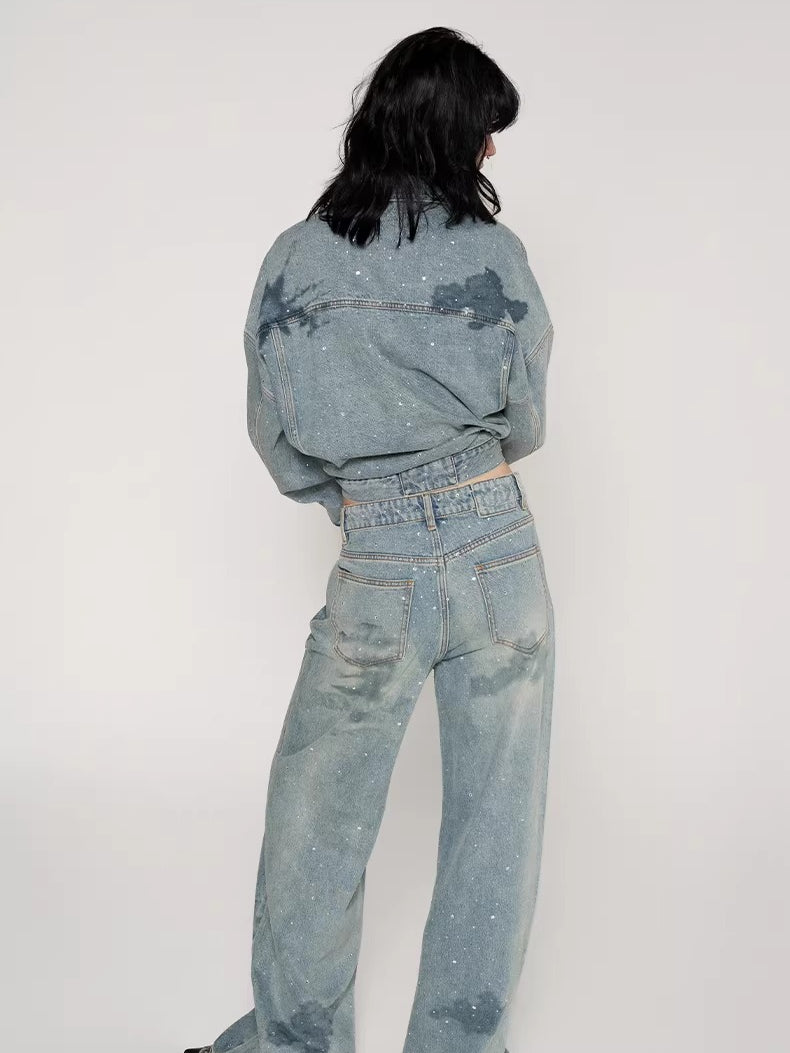 Nautical Map Straight-Leg Denim Jeans