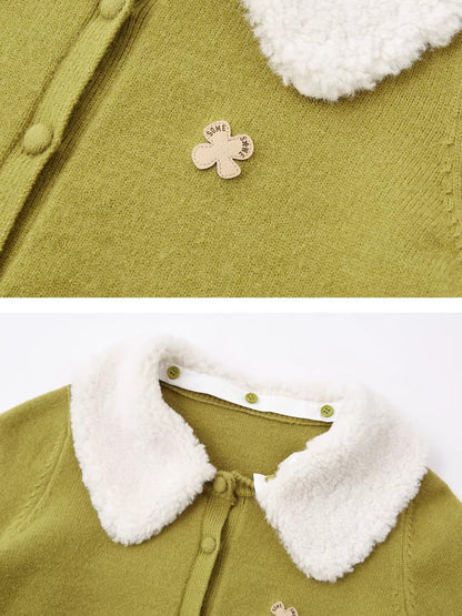 Fur Collar Soft-Touch Plush Cardigan