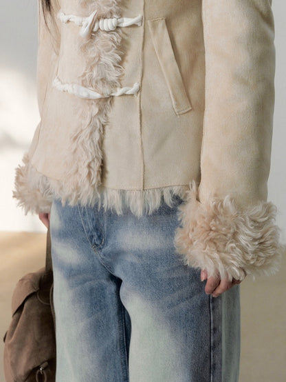 Shearling Lining Suede Duffle Jacket