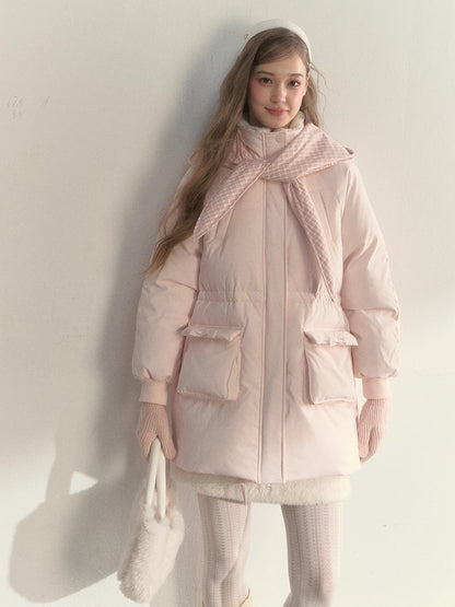 Blush Scarf-Hood Down Coat