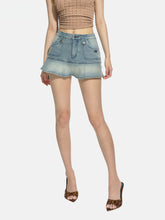 Black & Blue Low-Waist Denim Mini Skirt - CHINASQUAD