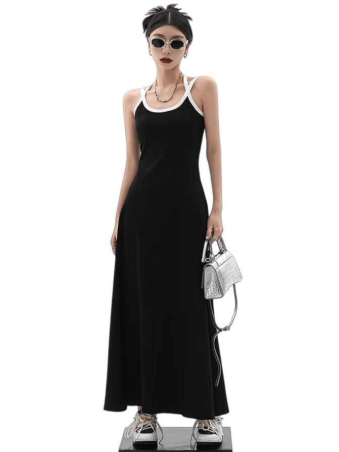 American Street-Style Slim-Fit Camisole Maxi Dress