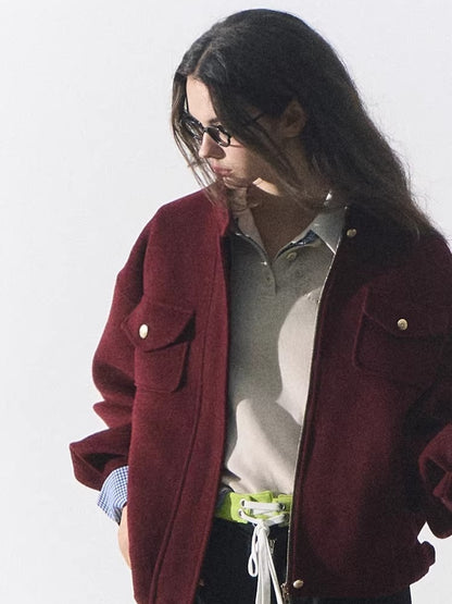 Wool-Blend Oversized Short Jacket