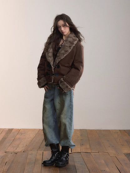 Reversible Faux Fur Toggle Jacket