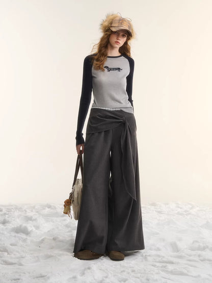 Wool-Blend Jacquard Raglan Knit Top