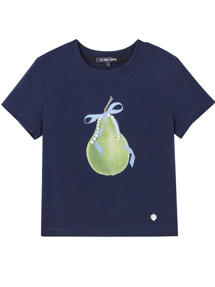 Apple Silhouette Half-Sleeve Crew Neck T-Shirt - CHINASQUAD