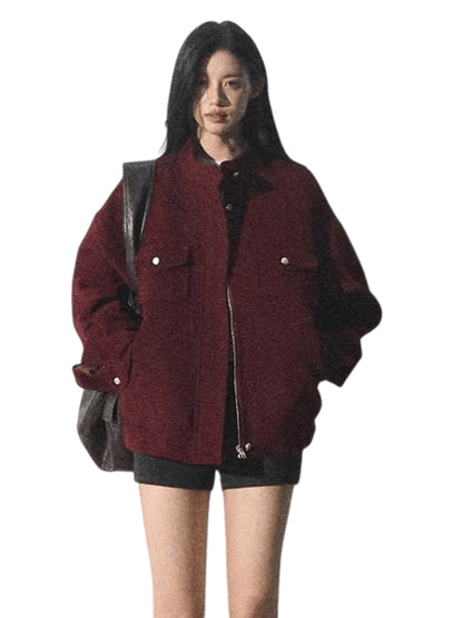 Wool-Blend Oversized Short Jacket