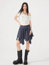 Plaid Tie Up Irregular Shirt Skirt - CHINASQUAD